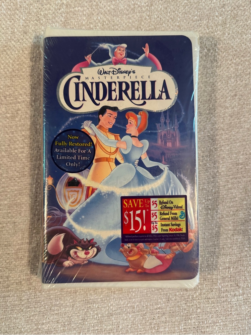 Vintage Factory Sealed Disney Cinderella VHS Tape‎